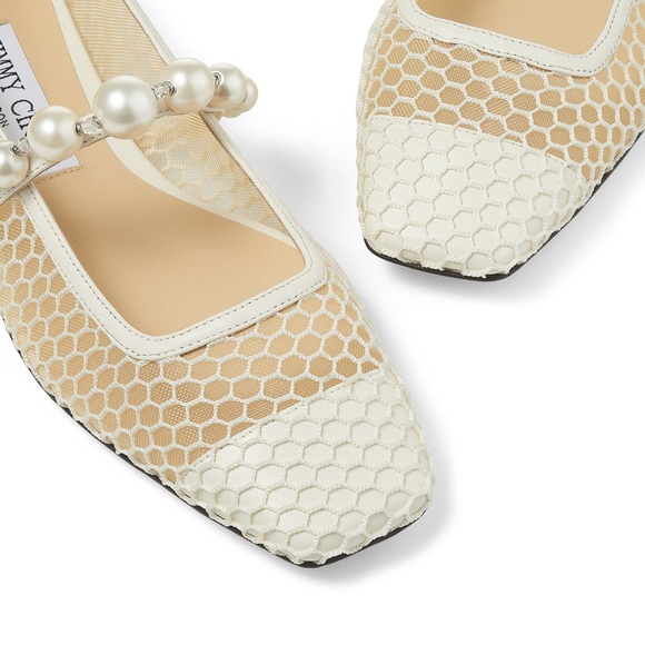Like new JIMMY CHOO Ade Fishnet Ballet Flats 38.5 Mary Jane - Picture 5 of 12